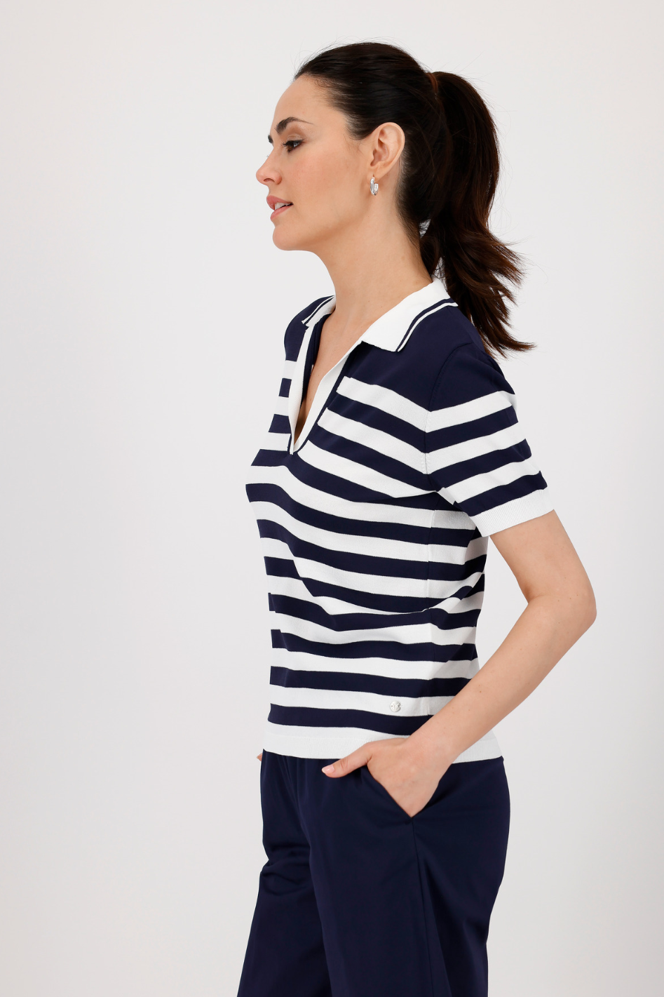 Monari Stripe Polo Shirt | Navy 