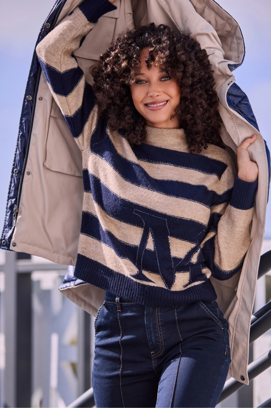 Monari Striped Jumper | Dark Denim Stripe | 809123