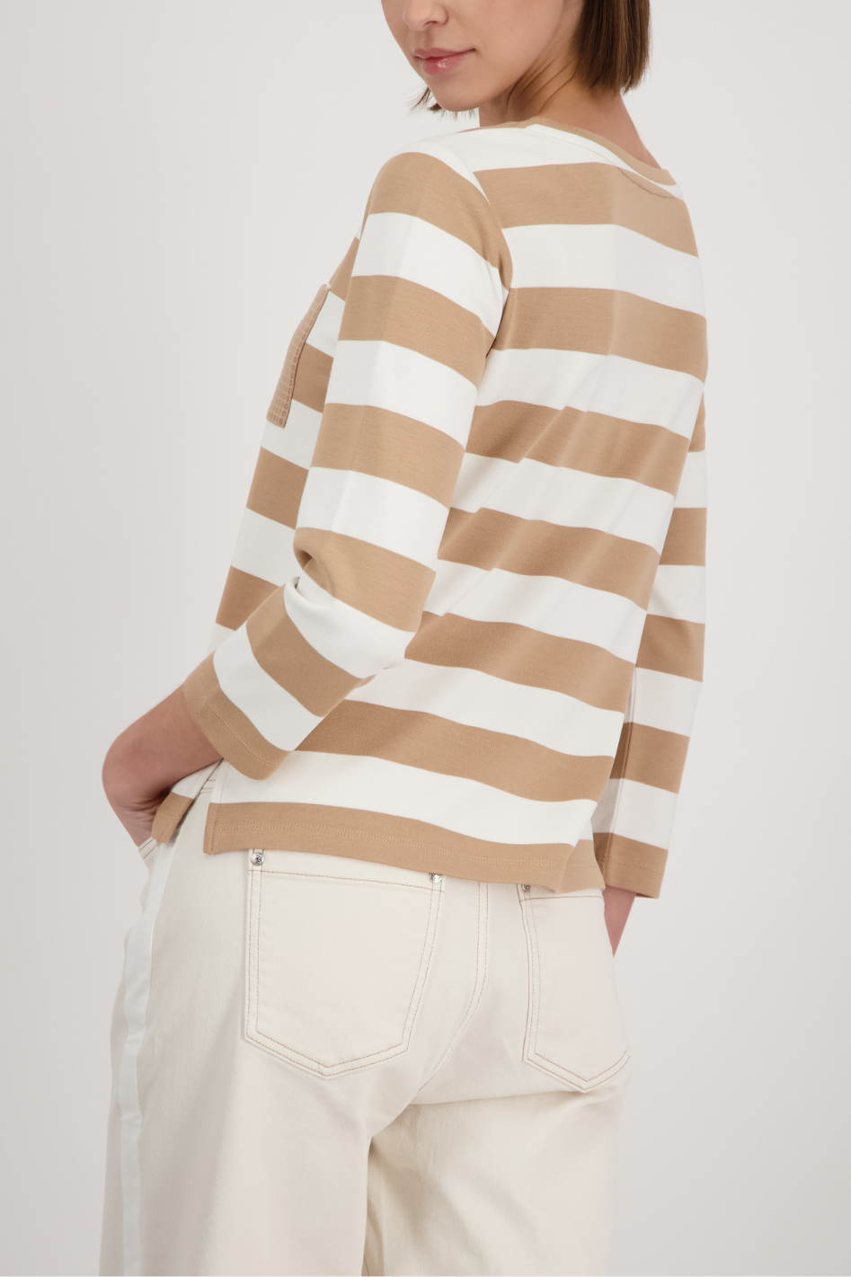Monari Sweatshirt with Stripes in Biscotti
