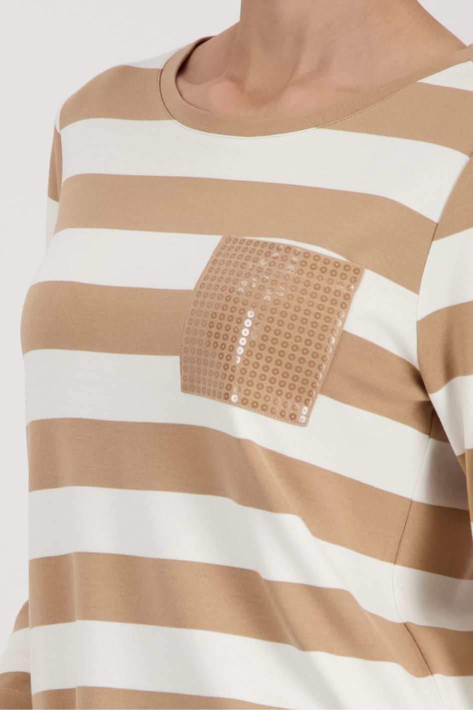 Monari Sweatshirt with Stripes in Biscotti