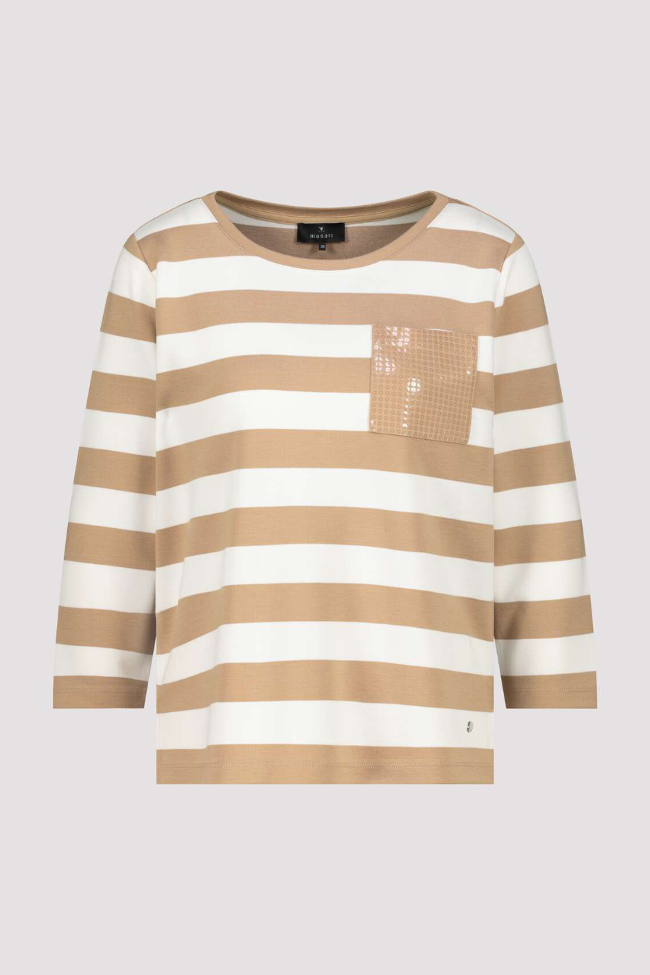 Monari Sweatshirt with Stripes in Biscotti
