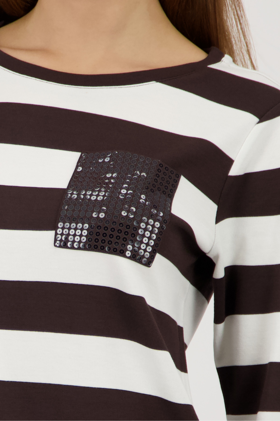 Monari Sweatshirt with Stripes in Dark Chocolate