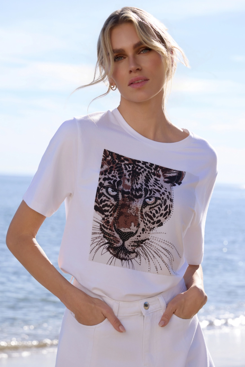 Monari T-Shirt with Leopard Pattern 