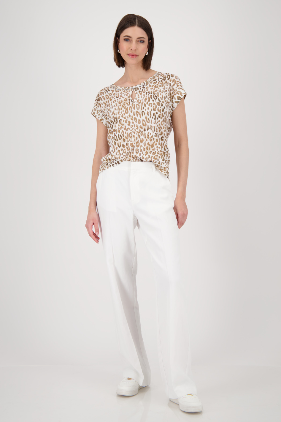 Monari T-Shirt with Cut Out in Camel Pattern