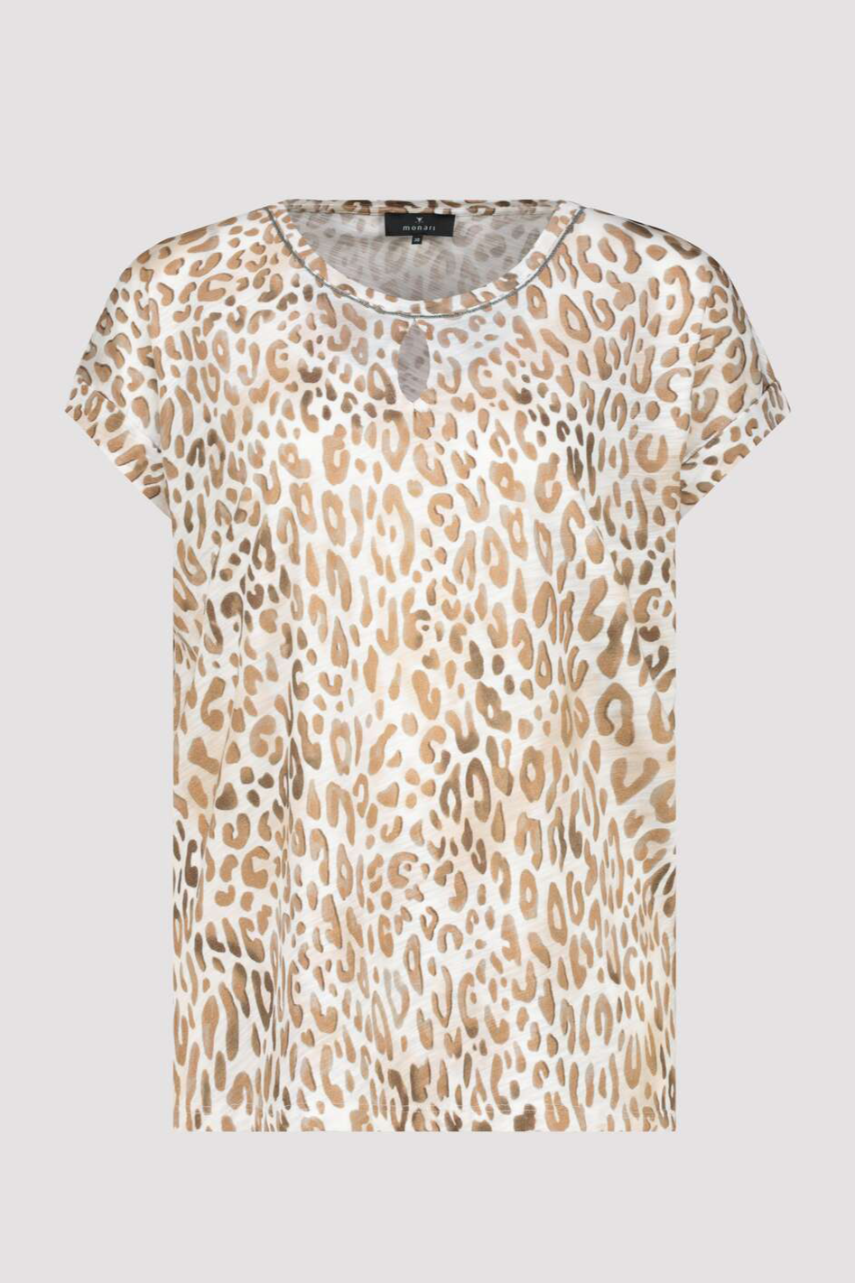 Monari T-Shirt with Cut Out in Camel Pattern