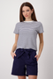 Monari T-Shirt with Texture Navy Striped 