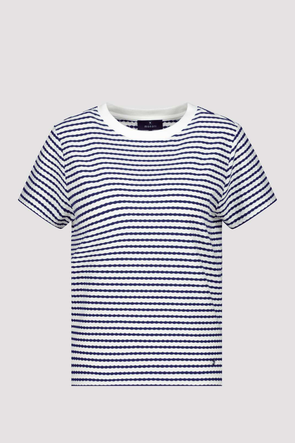 Monari T-Shirt with Texture Navy Striped 
