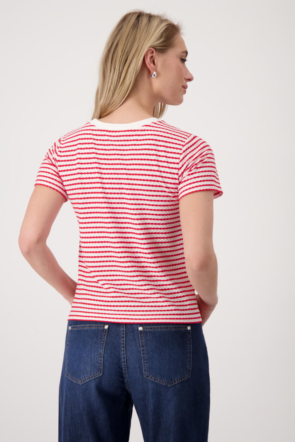 Monari T-Shirt with Texture Red Striped