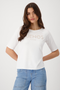 Monari T-Shirt with Glossy 'Buenos' Print in Cream 