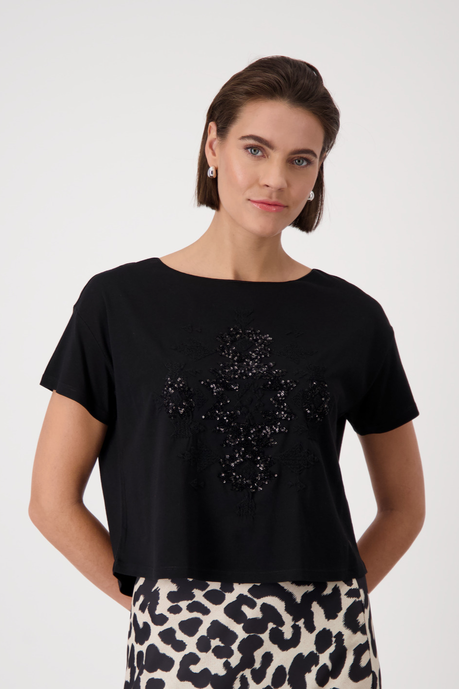 Monari T-Shirt with Sequins in Black 