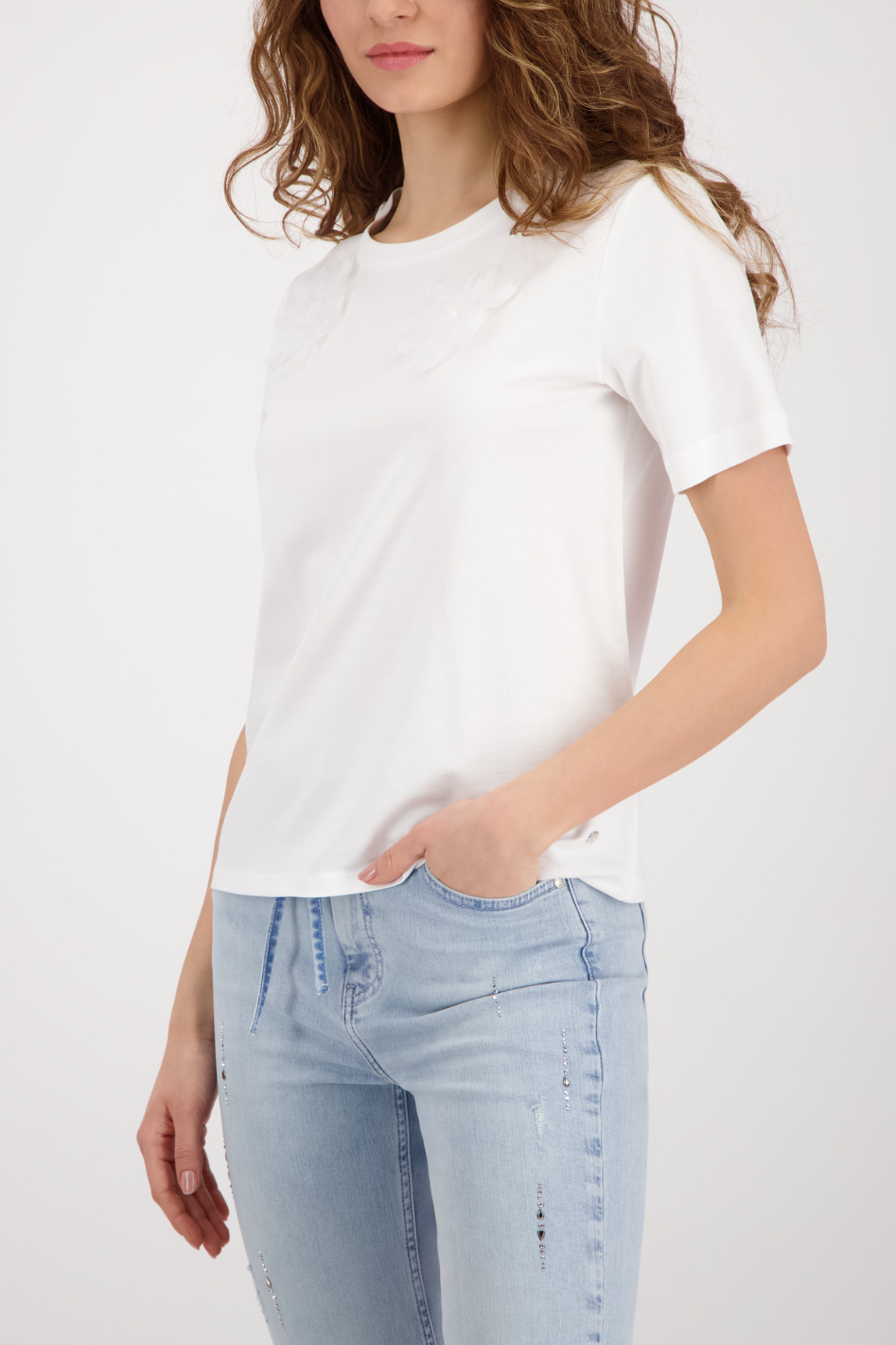 Monari T-Shirt | 3D Flower | Off-White | 410426