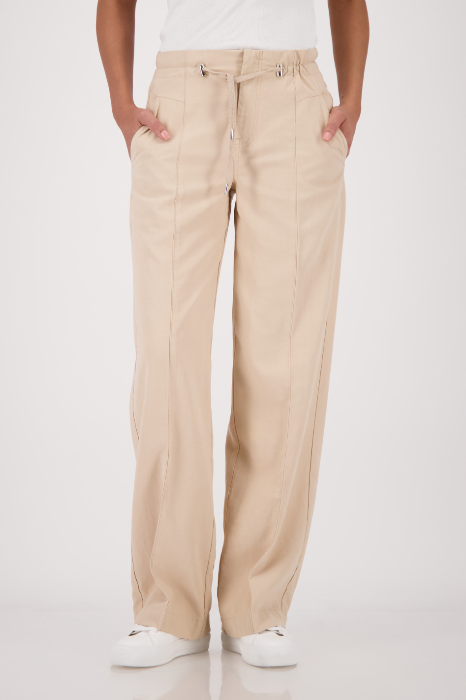 Monari Wide Leg Pant with Drawstring in Sand