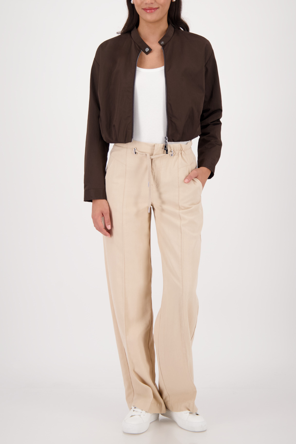 Monari Wide Leg Pant with Drawstring in Sand