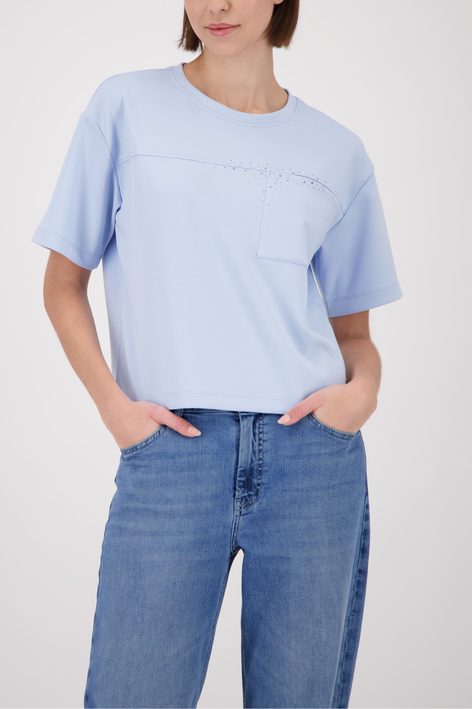 Monari Sweatshirt with Rhinestone in Light Blue