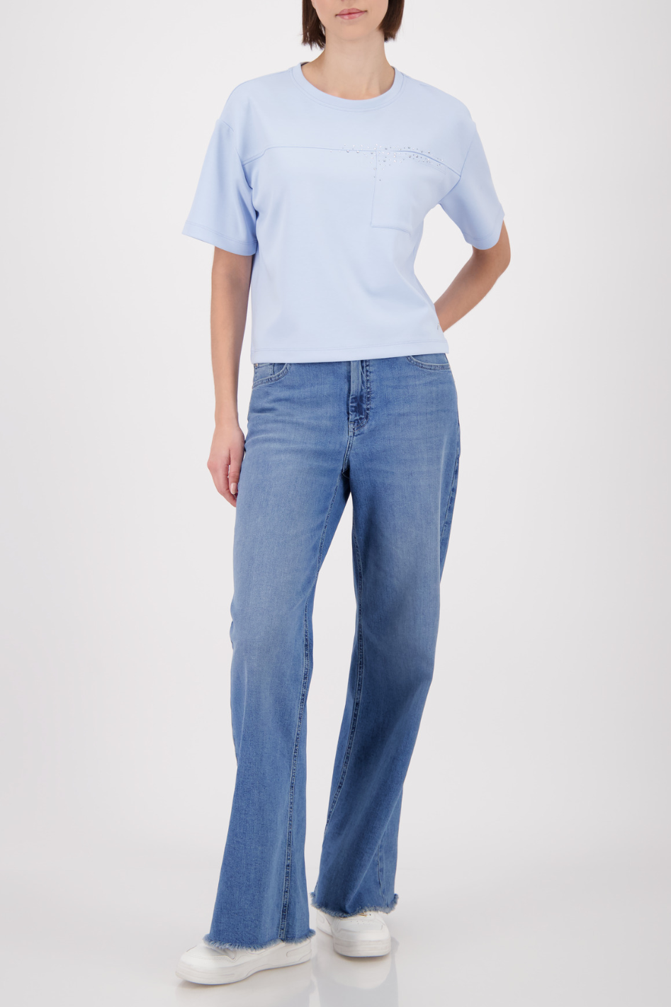 Monari Sweatshirt with Rhinestone in Light Blue