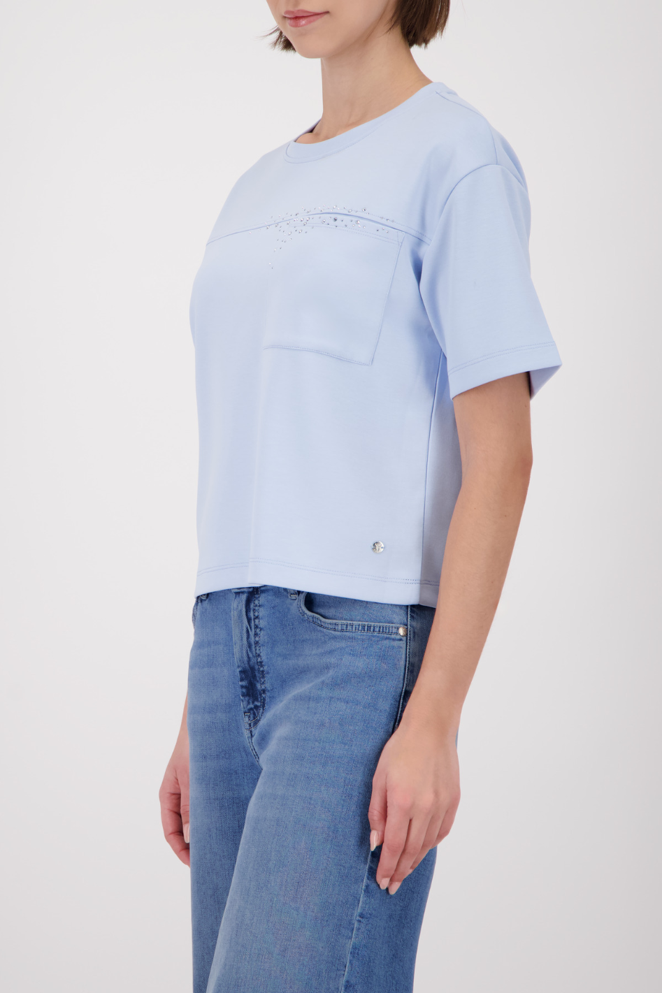 Monari Sweatshirt with Rhinestone in Light Blue