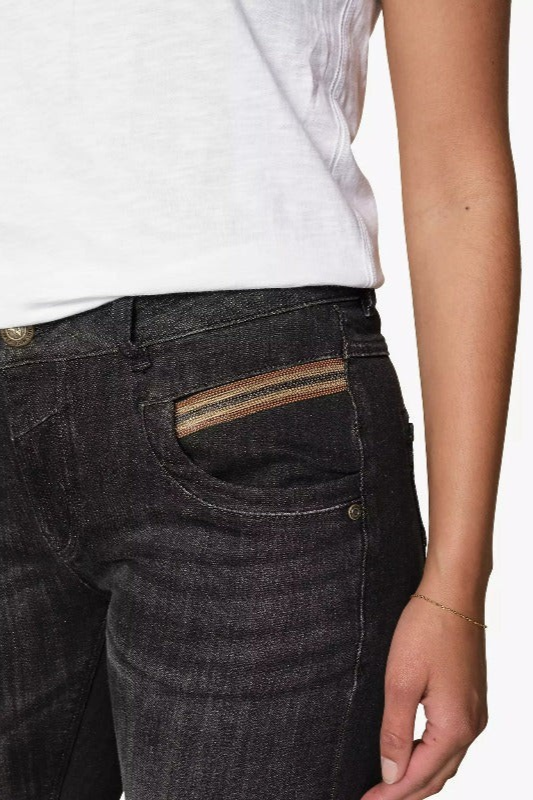 Mos Mosh Naomi Chain Brushed Jeans in Black