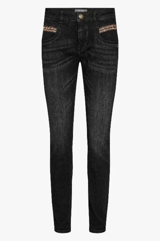 Mos Mosh Naomi Chain Brushed Jeans in Black