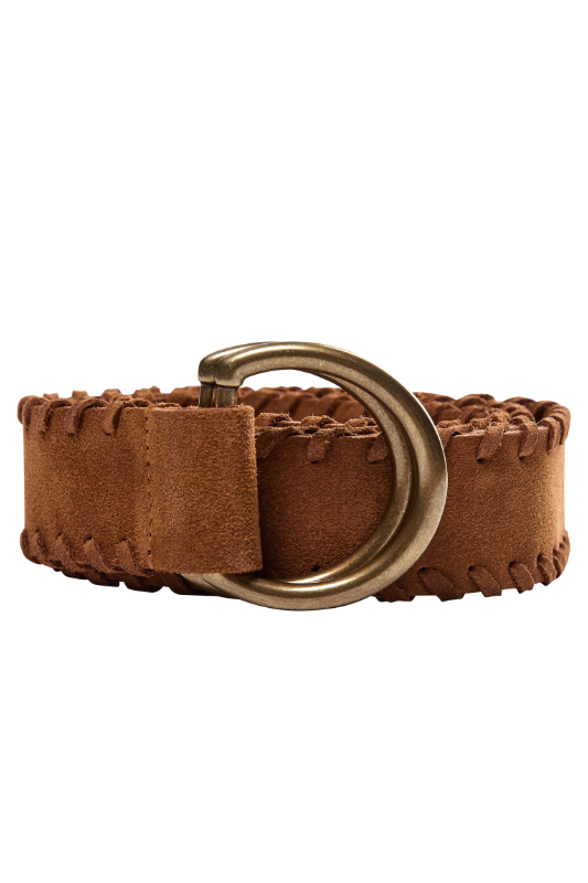 Mos Mosh Braided Suede Belt | Cognac