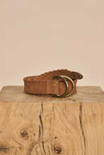 Load image into Gallery viewer, Mos Mosh Braided Suede Belt in Cognac
