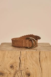 Mos Mosh Braided Suede Belt | Cognac