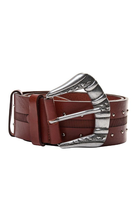 Mos Mosh Deco Leather Belt | Dark Cognac