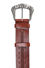 Load image into Gallery viewer, Mos Mosh Deco Leather Belt in Dark Cognac
