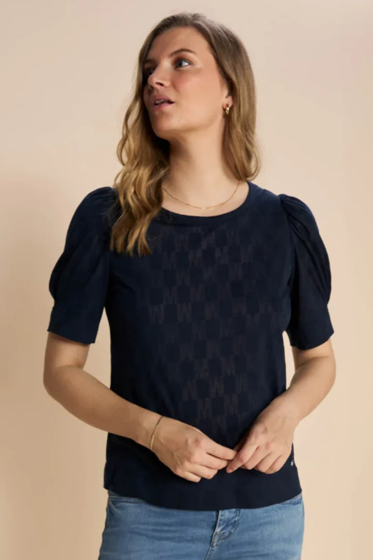 Mos Mosh Chrissie Burn-Out Tee | Salute Navy | 159180