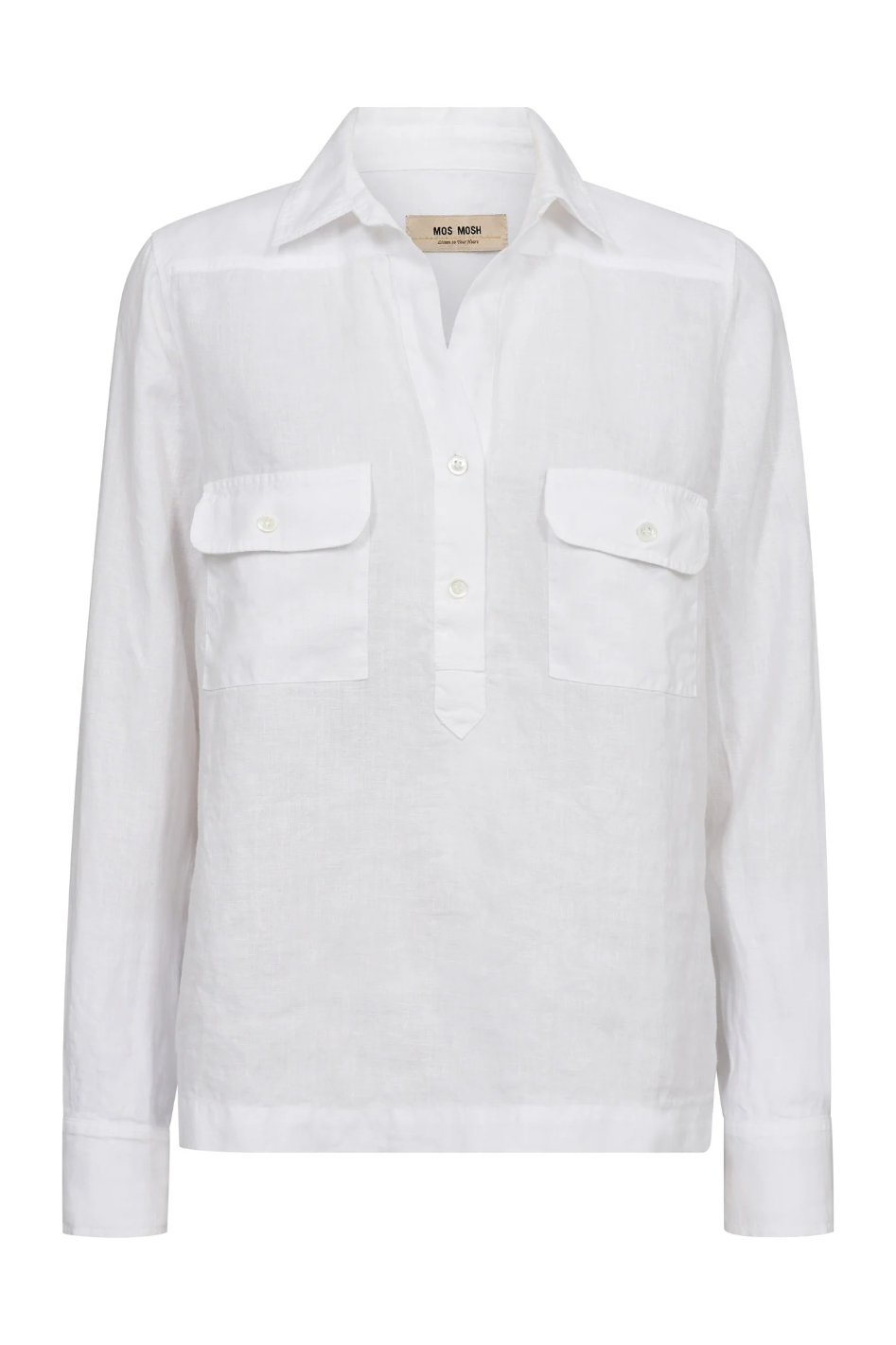 Mos Mosh Enna Linen Pocket Blouse in White 