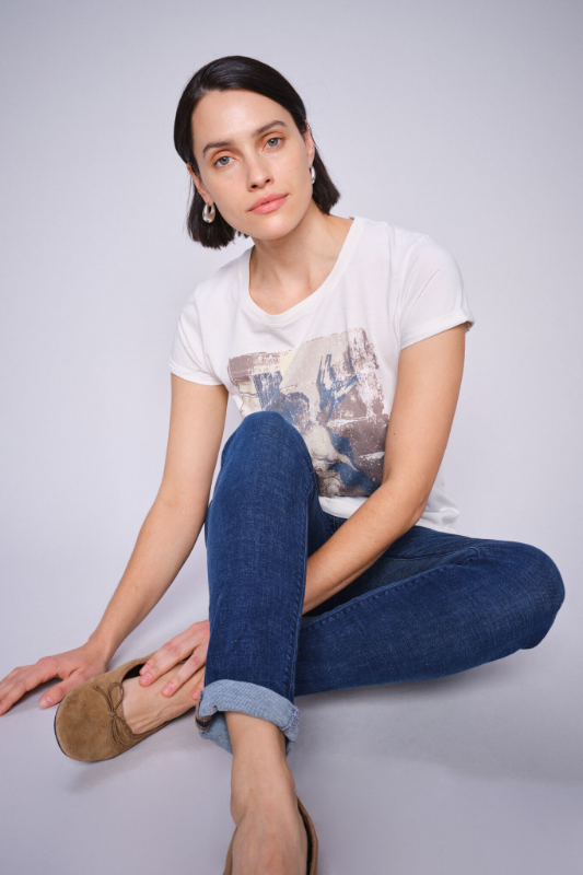 Mos Mosh Flori O-SS Tee | Ecru | 168410