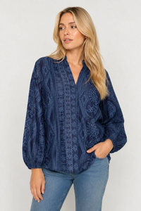 Mos Mosh Gata Allo Blouse | Crown Blue | 178200MA1