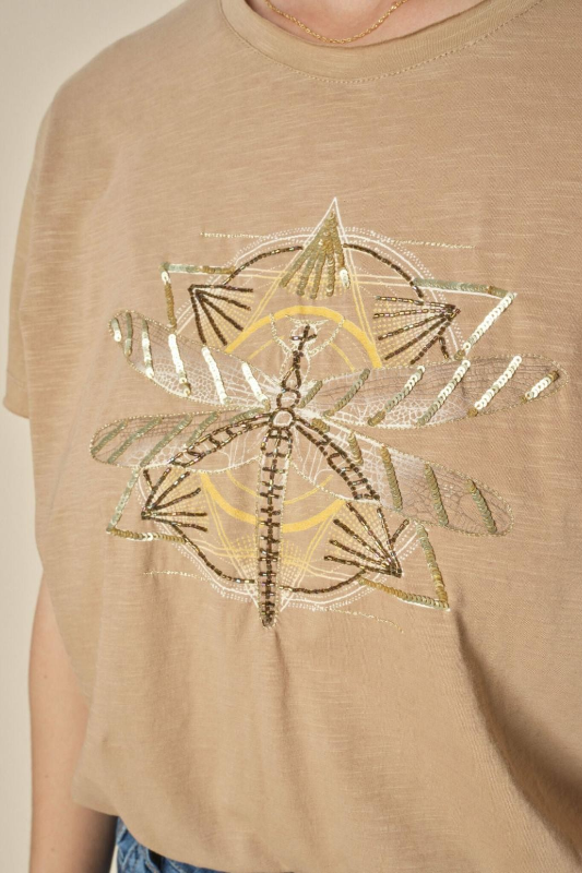 Mos Mosh Gull O-SS Deco Tee | Tannin | 165360MX1