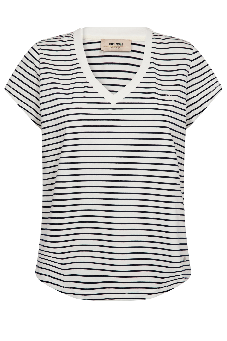 Mos Mosh Kala V-SS Stripe Tee in Salut Navy