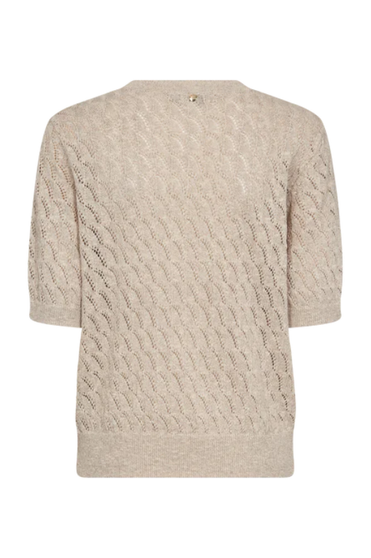 Mos Mosh Karin Marisol Short Sleeve Linen Knit in Feather Gray