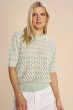 Load image into Gallery viewer, Mos Mosh Karin Short Sleeve Linen Knit in Smoke Green
