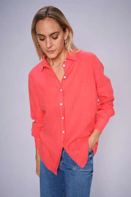 Mos Mosh Karli Linen Shirt | Cayenne | 160230