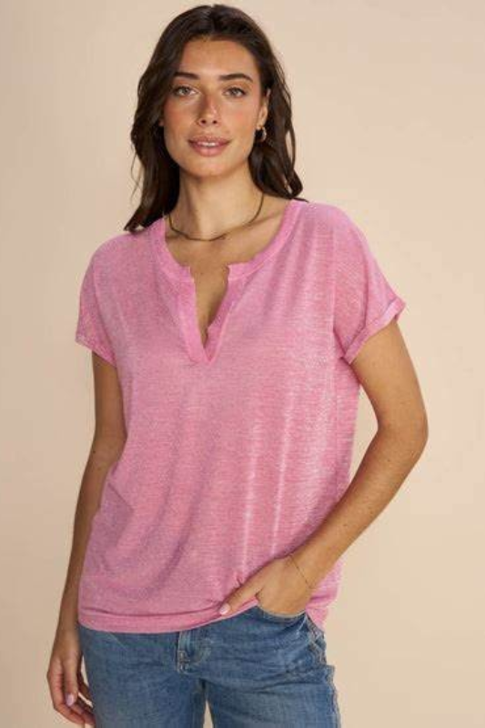 Mos Mosh Kilana Short Sleeve Blouse in Begonia Pink