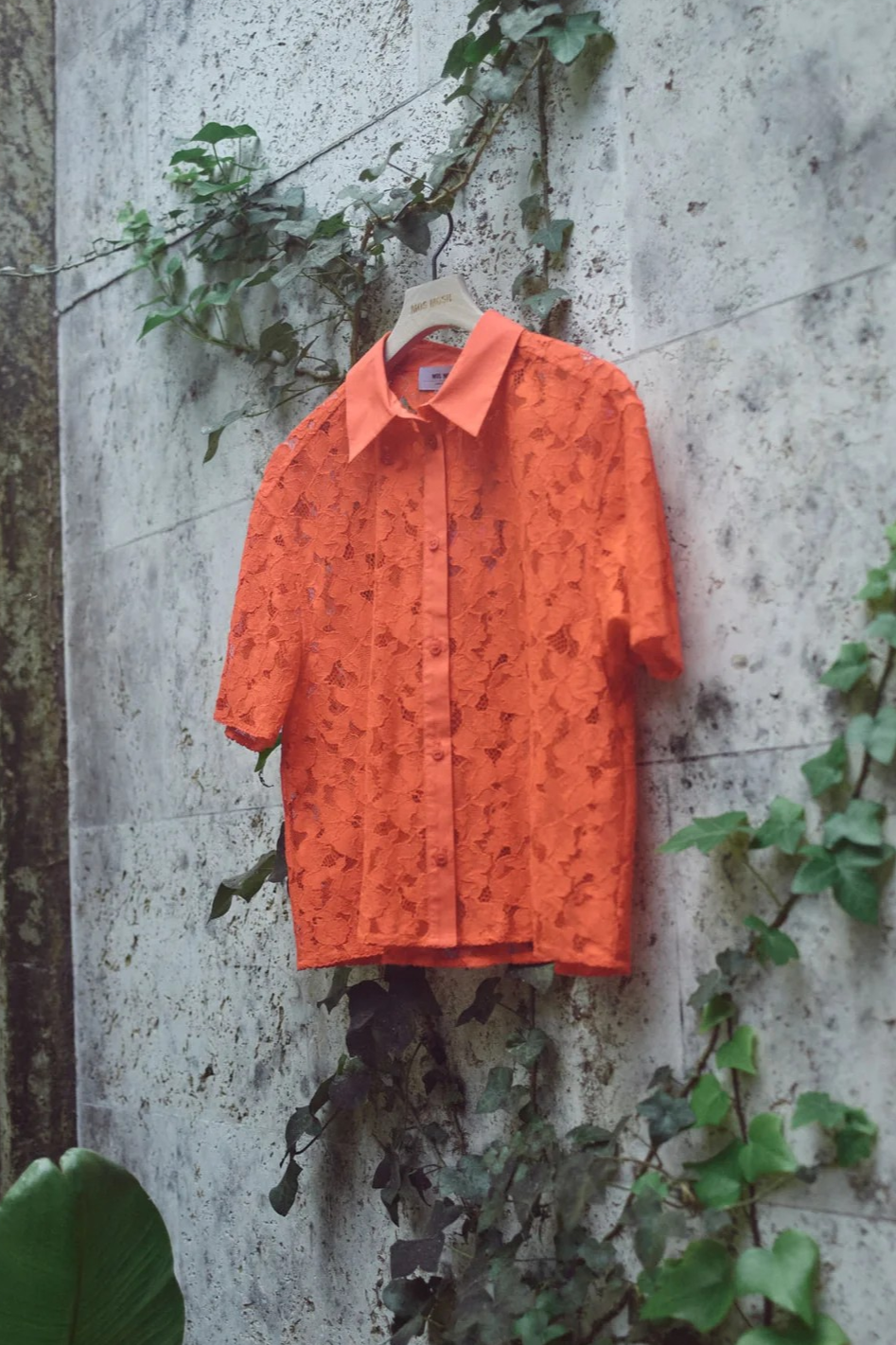Mos Mosh Lia River SS Lace Shirt in Spicy Orange