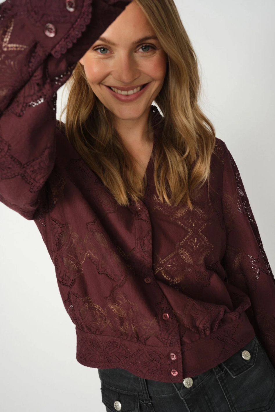 Mos Mosh Monia Yen Lace Shirt in Fudge