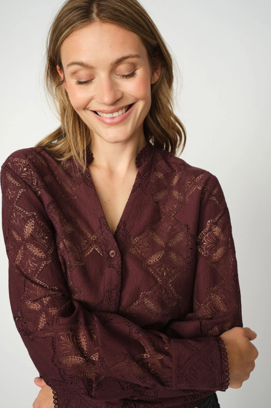 Mos Mosh Monia Yen Lace Shirt in Fudge