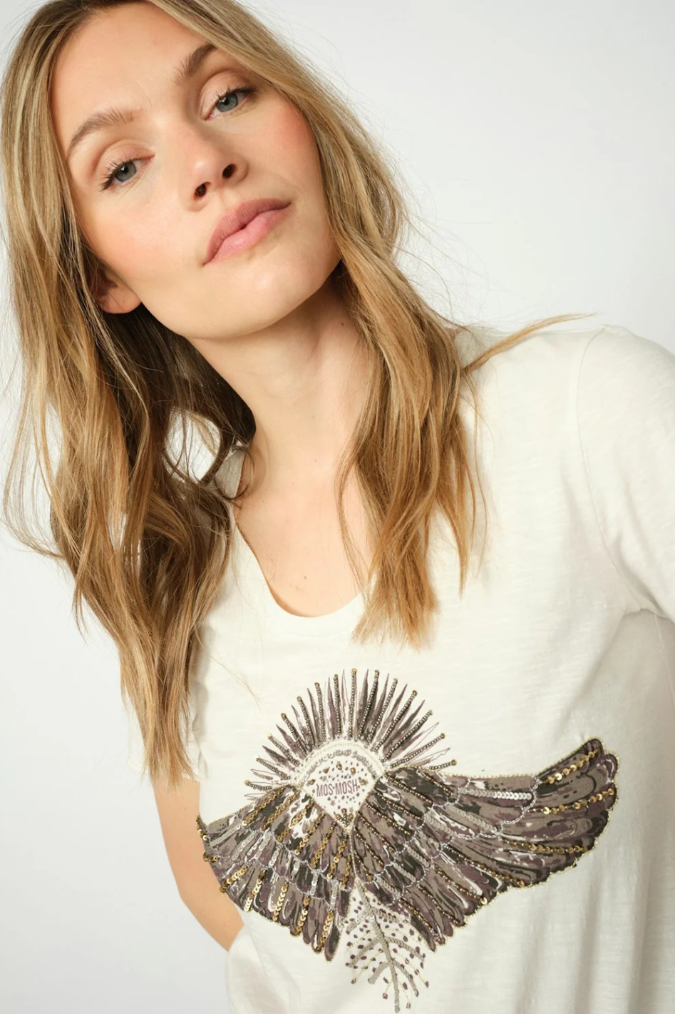 Mos Mosh Nadine O-SS Deco Tee | Ecru | 171110MZ1