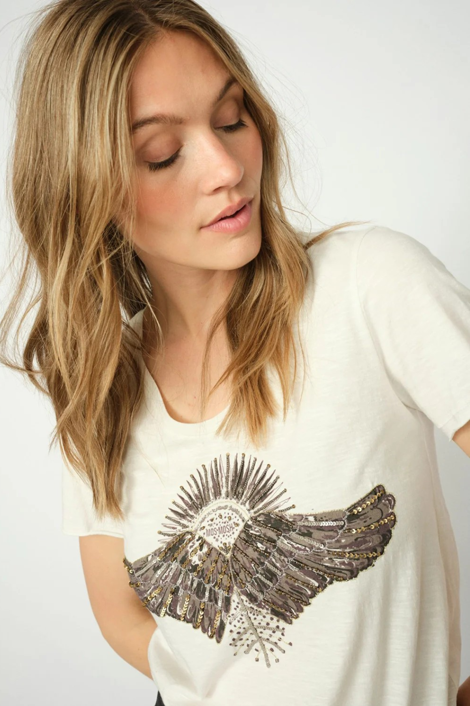 Mos Mosh Nadine O-SS Deco Tee | Ecru | 171110MZ1