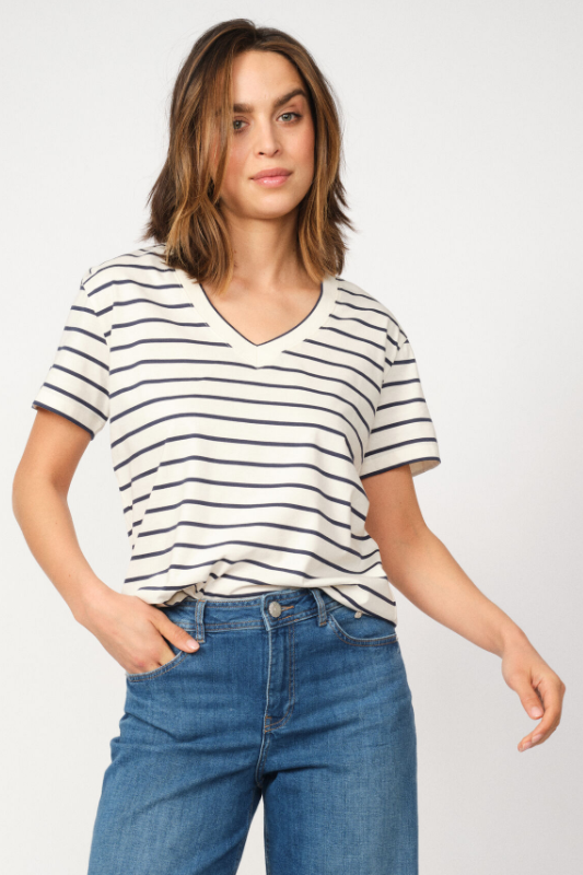 Mos Mosh Nani V-SS Stripe Tee | Spellbound | 168630