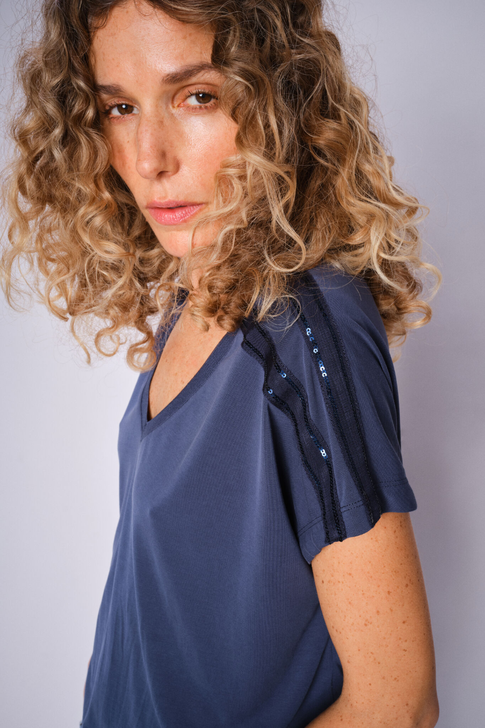 Mos Mosh Narelle V-Neck Sequin Tee