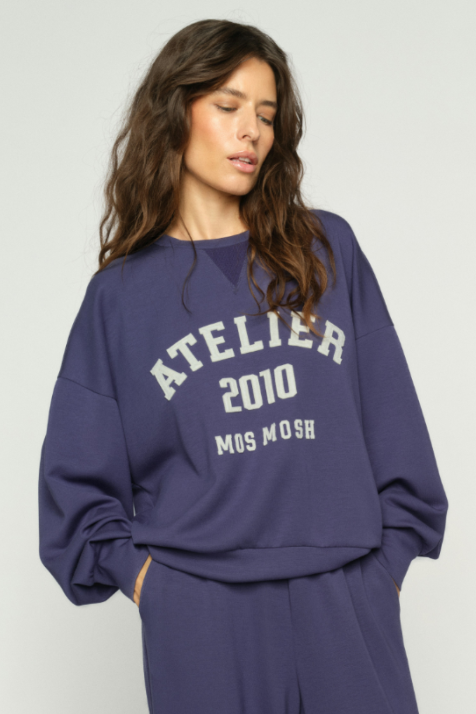 Mos Mosh Nima O-LS Sweatshirt in Crown Blue