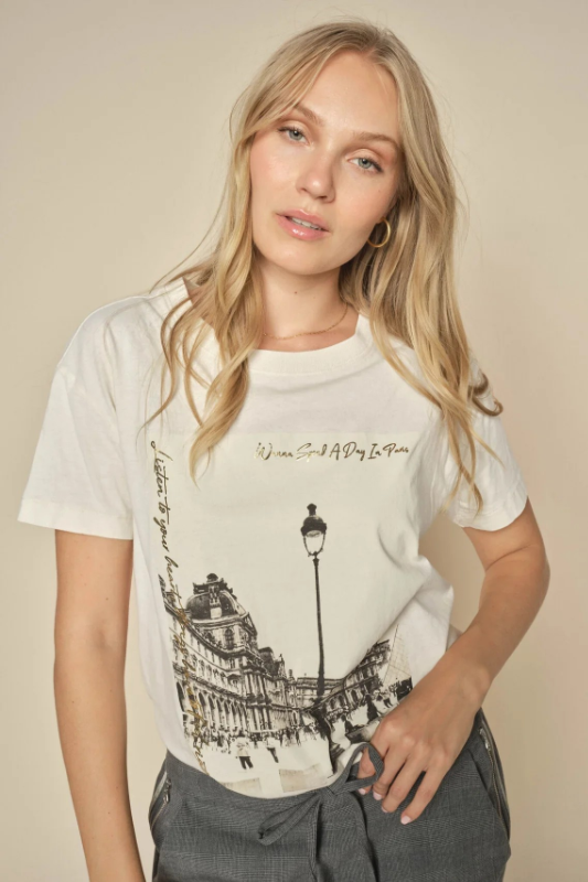 Mos Mosh Solene O-SS Tee | Ecru | 164510MX1