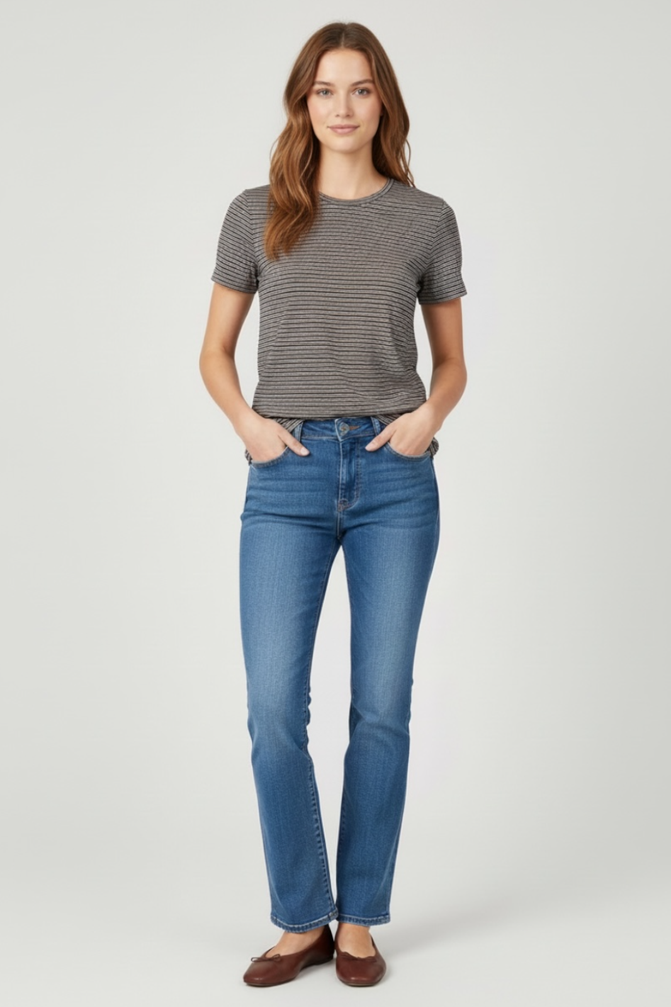 Mos Mosh Talia O-SS Stripe Tee in Fudge