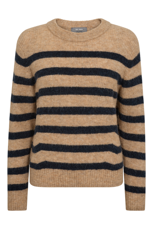 Mos Mosh Thora Stripe Crew Neck Knit | Tannin