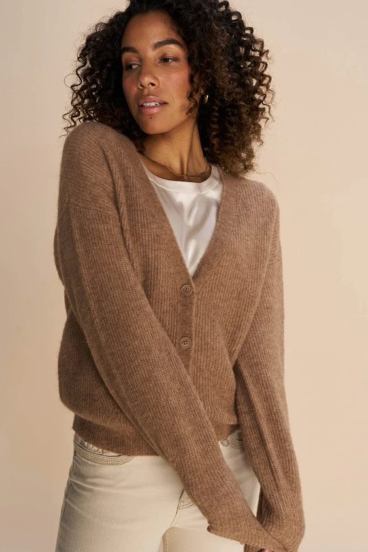 Mos Mosh Thora V Neck Knit Cardigan | Cinnamon Swirl