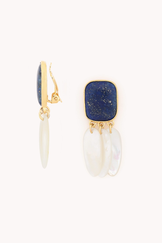 Nature Bijoux 3 Mop Drop Clip Earrings | Cobalt Collection